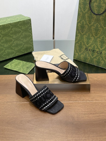 ua G*u*i women's slide sandal with G*u*i script heeled