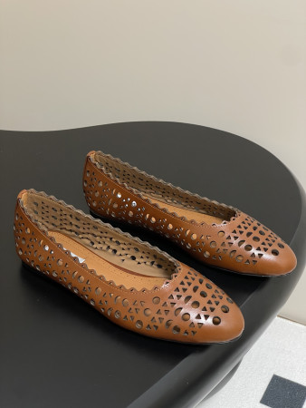 UA Alaïa Laser-cut Leather Ballet Flats(Customized Size 7-10 days production time)