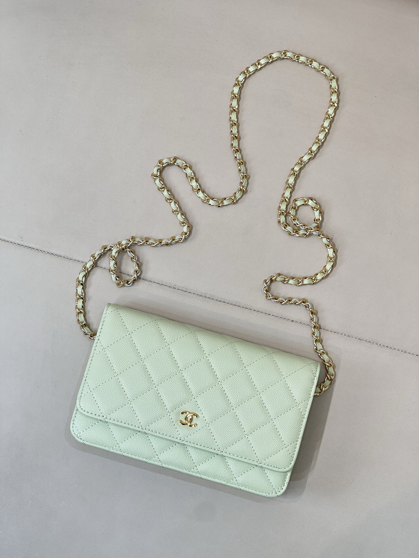 Ch*el woc classic wallet on chain as0250 12x19x3cm