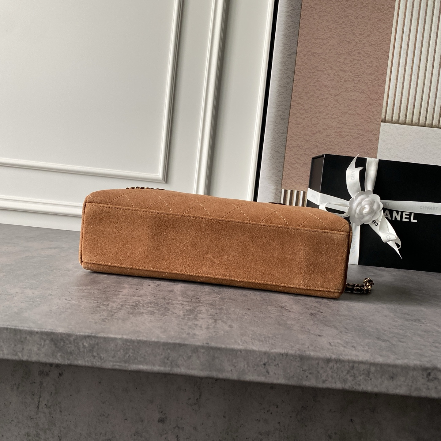 Ch*el suede roller bag as6406 32x15x8cm