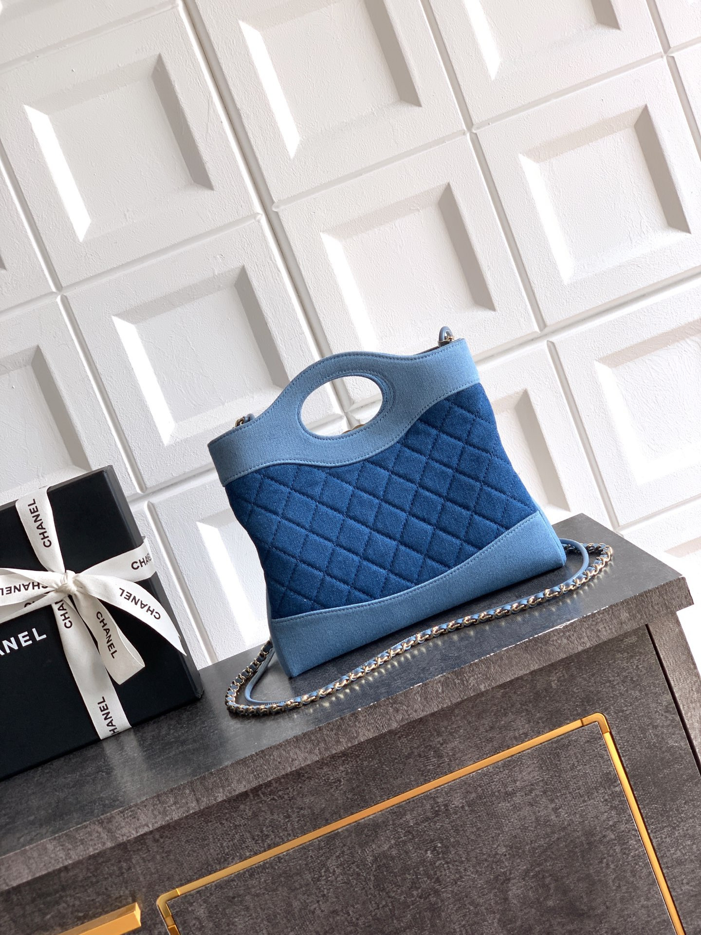 Ch*el 31 mini shopping bag dark blue as4133 22x23x5cm