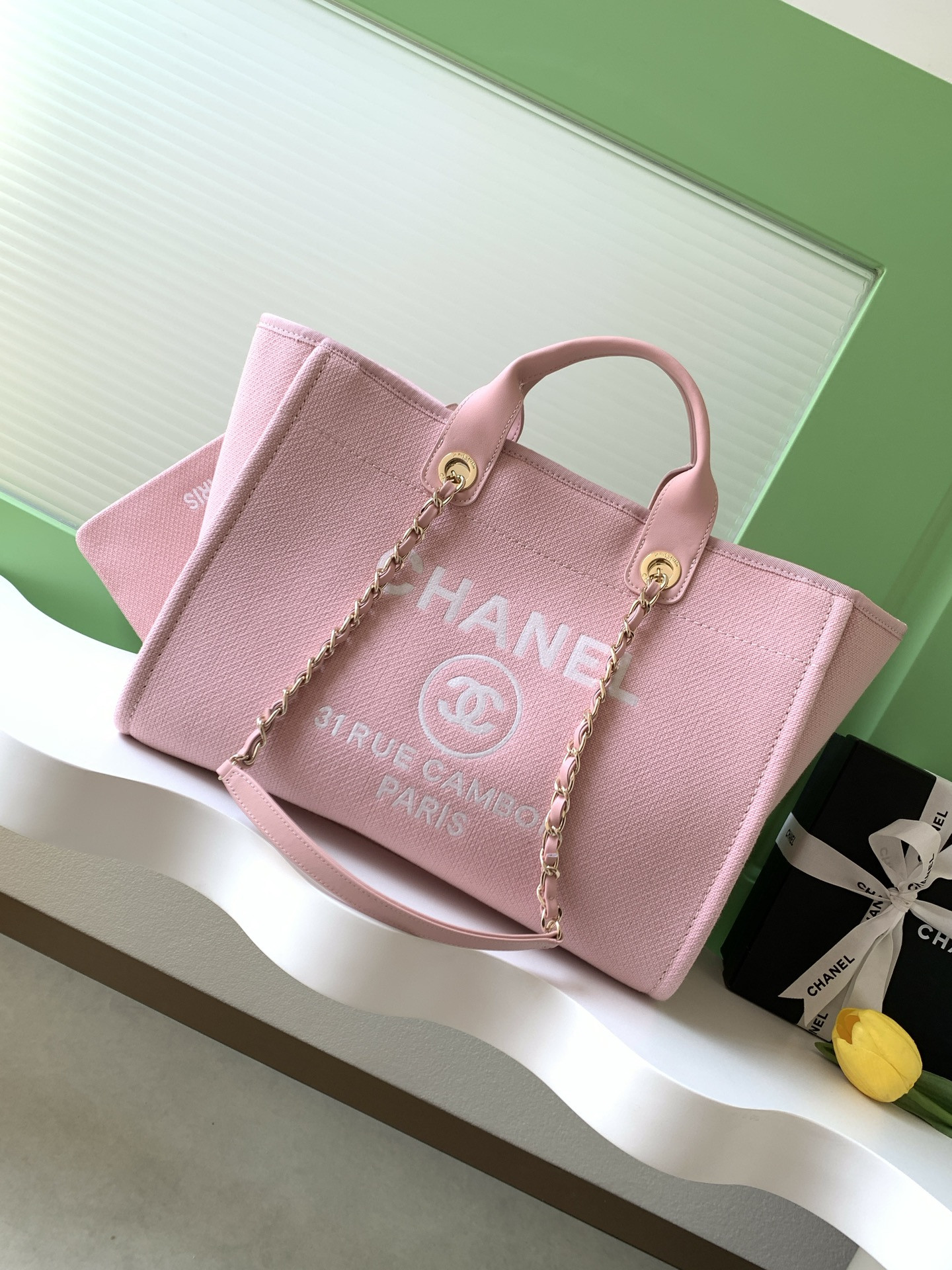 Ch*el deauville tote shopping bag 38x13x22cm