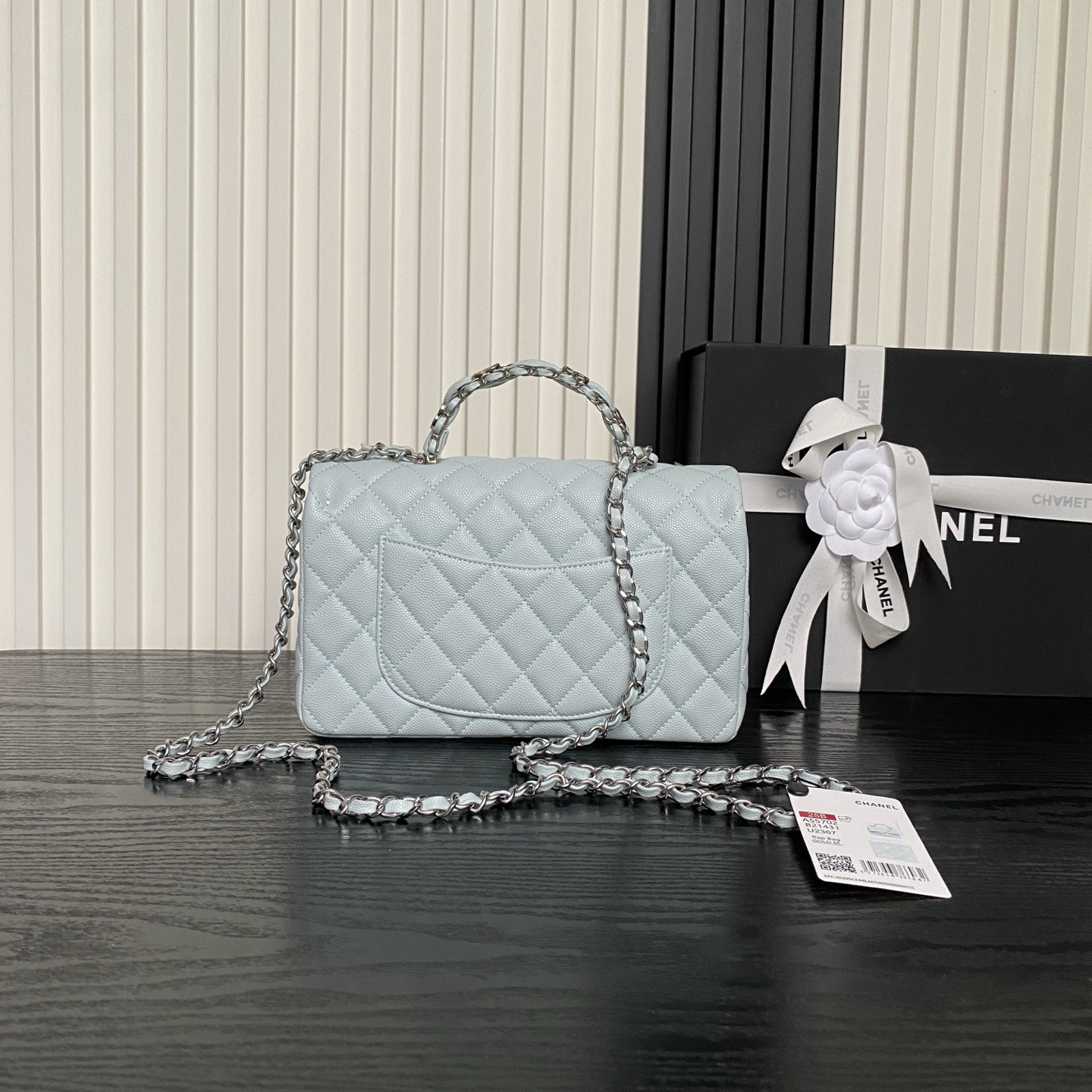Ch*el flap bag with top handle as5702 22.5x13.5x6cm