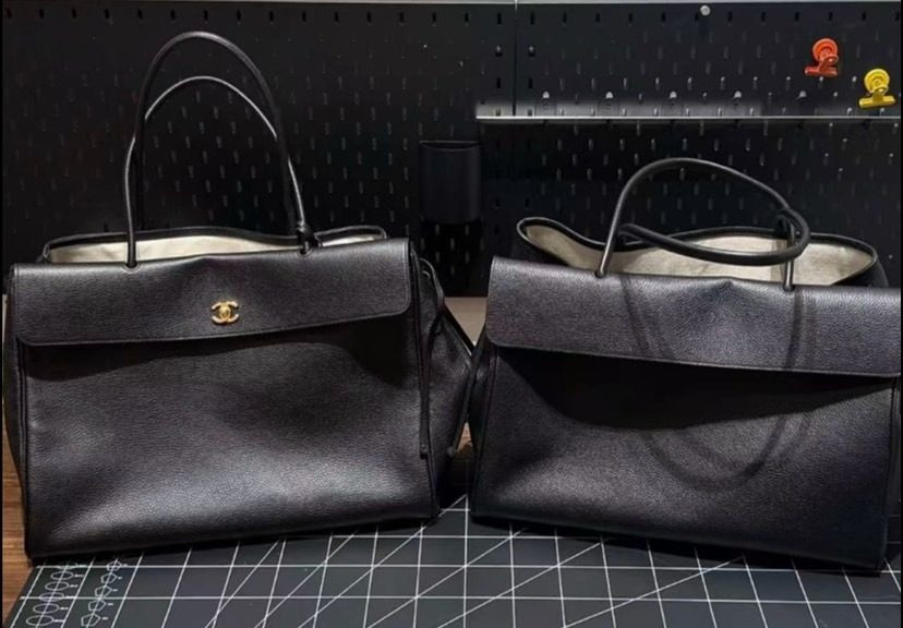 Ch*el large shopping bag grained calfskin & gold-tone metal as6289 33x43x17.5cm