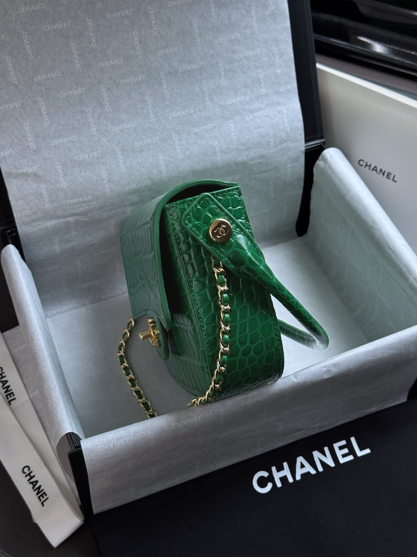 Ch*el mini flap bag with handle as6424 14.5x19.5x5cm