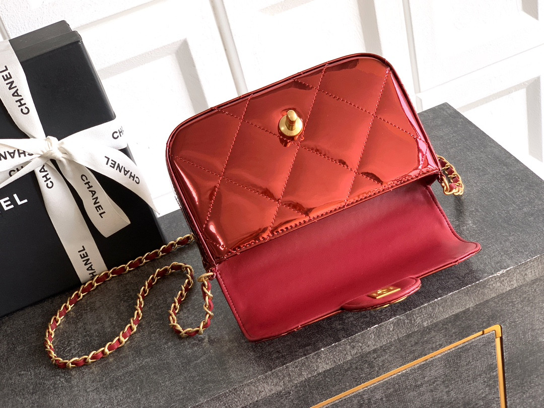 Ch*el mini flap bag with top handle 13x18.5x4.5cm