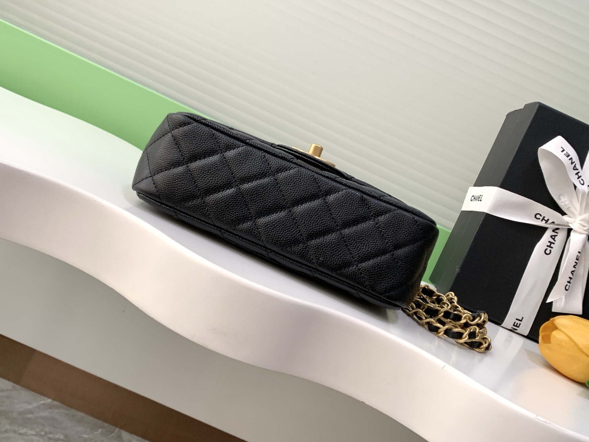Ch*el flap bag with top handle as5701 19.5x12x6.5cm