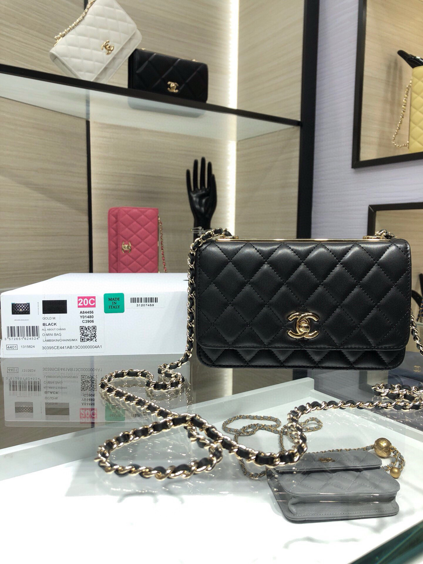 Ch*el woc trendy cc wallet on chain 19x12x3.5cm