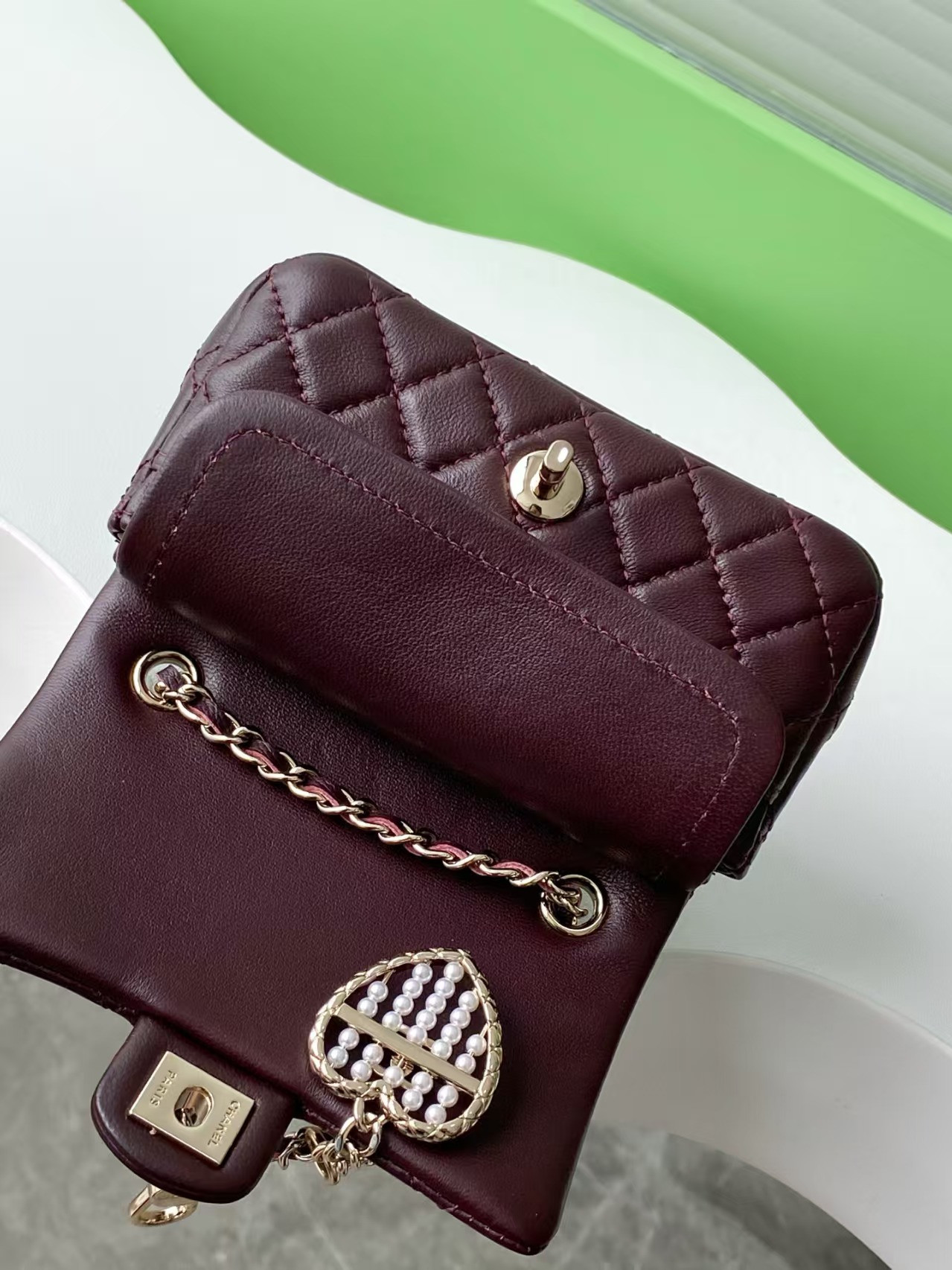 Ch*el classic mini bag with hook 8x12.5x5cm