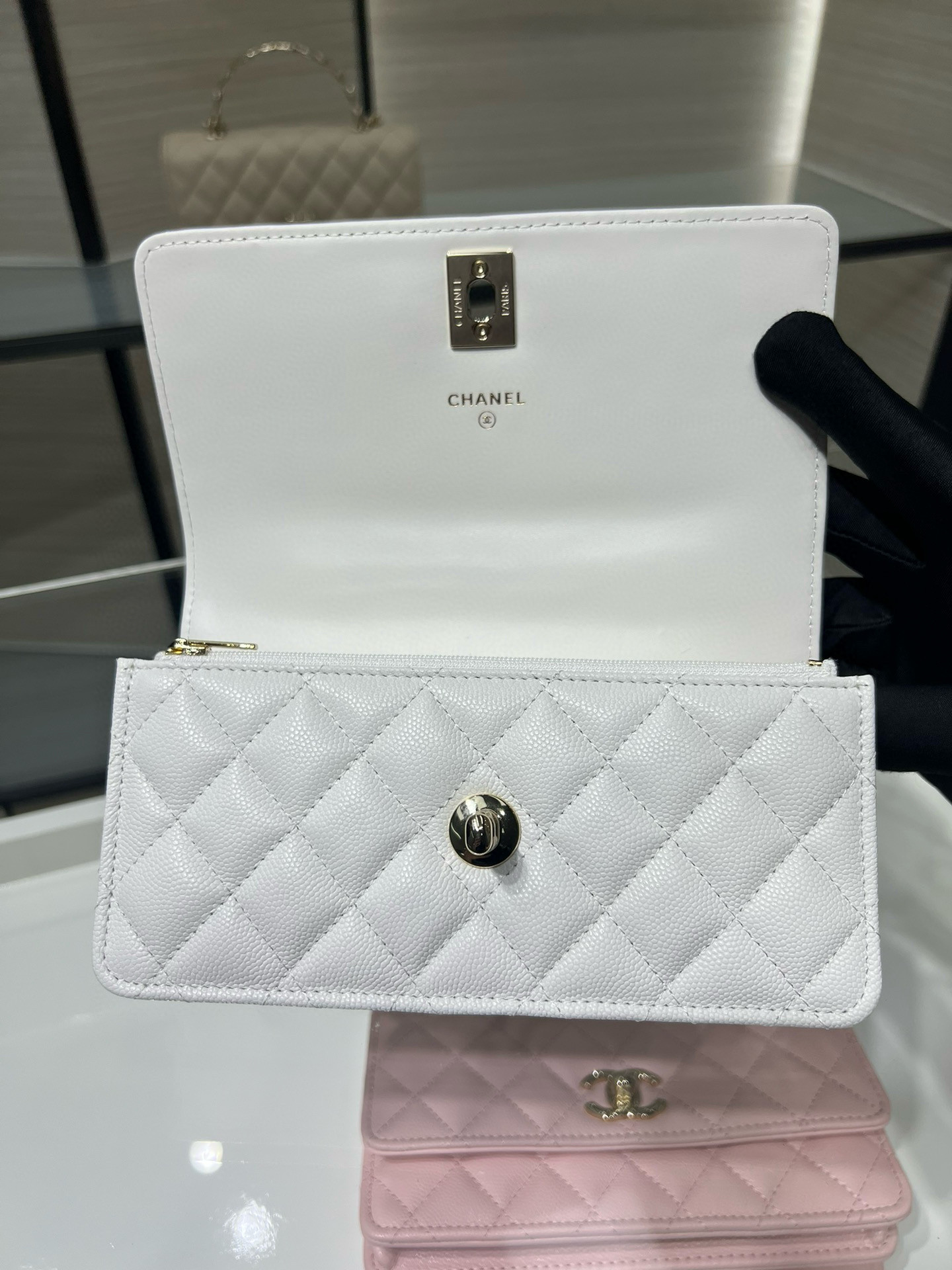 Ch*el clutch with chain ap4621 18.5x6x11cm