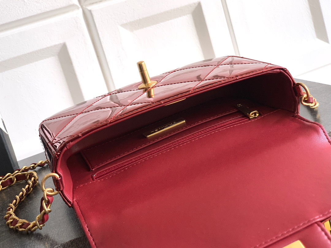 Ch*el mini flap bag with top handle 13x18.5x4.5cm