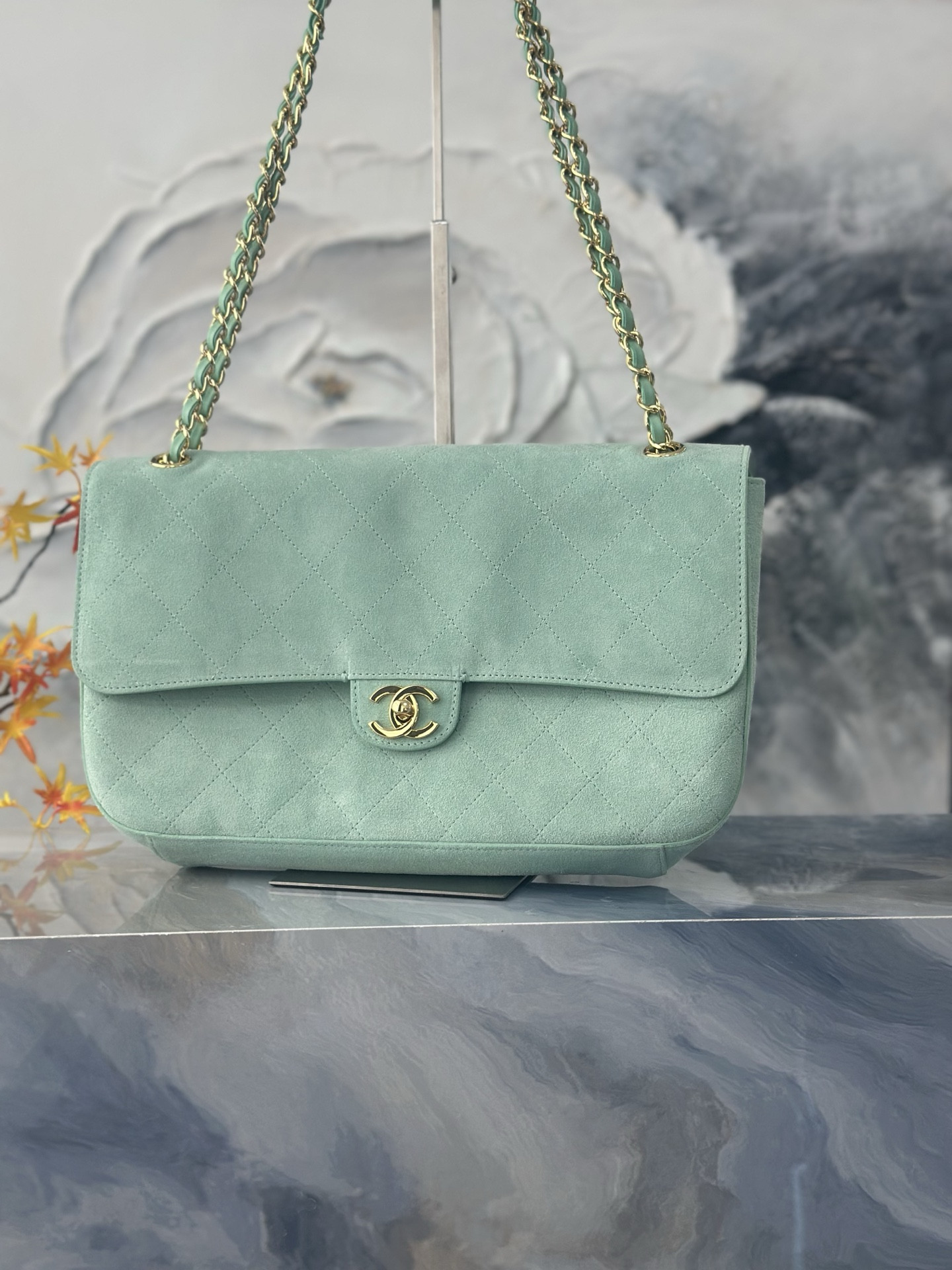 Ch*el maxi flap bag gold hardware as6281 19.5x32x10cm