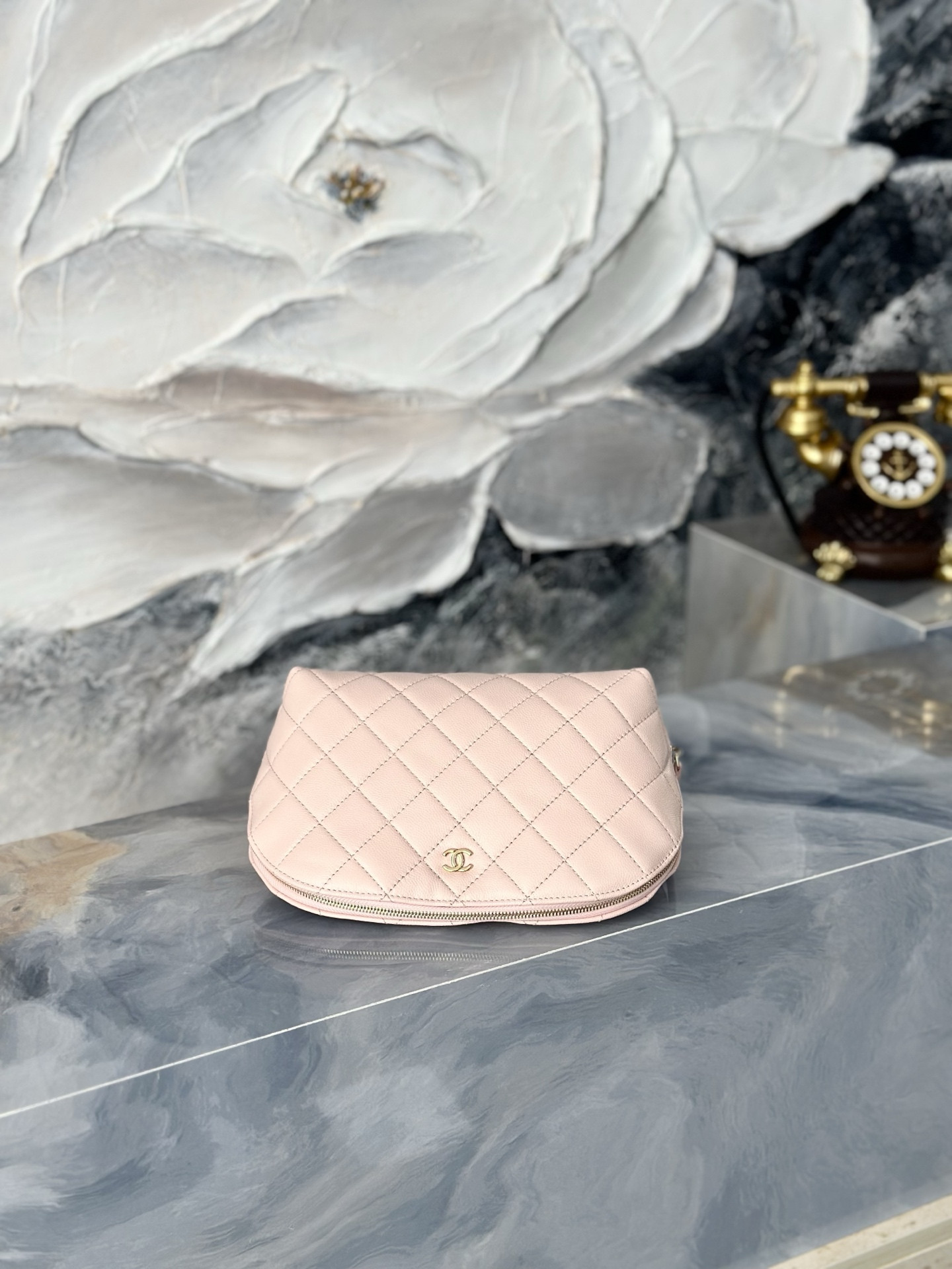 Ch*el quilted cosmetic bag a31102 19x13x10cm