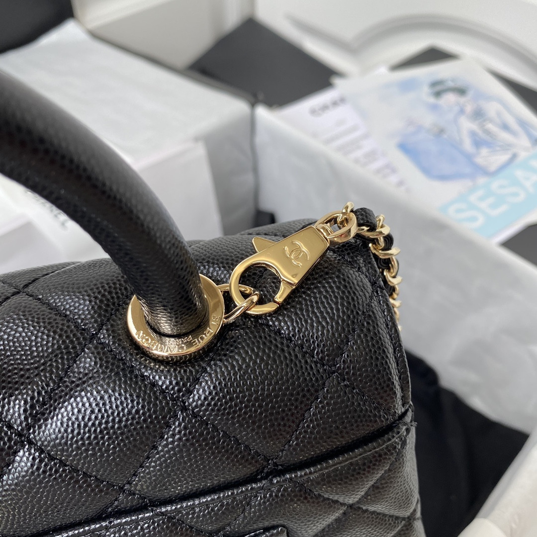 Ch*el coco flap bag with top handle a92990 24x14x10cm