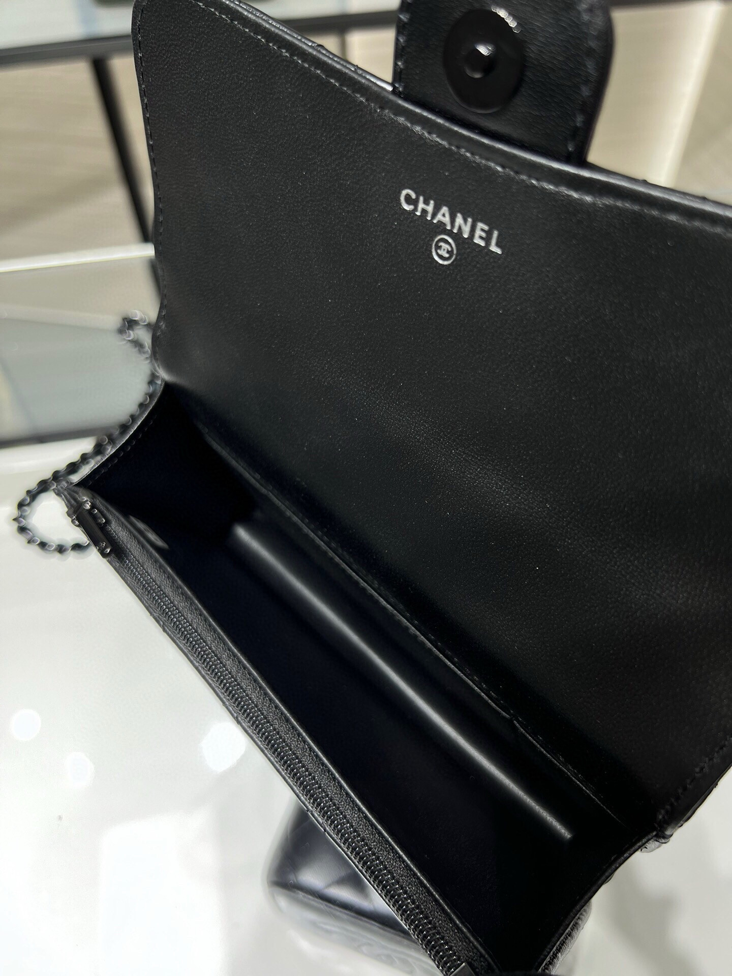 Ch*el classic handbag with top handle 17x9x3cm