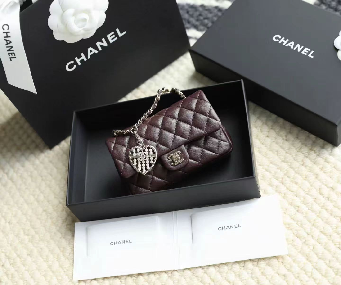 Ch*el classic mini bag with hook 8x12.5x5cm