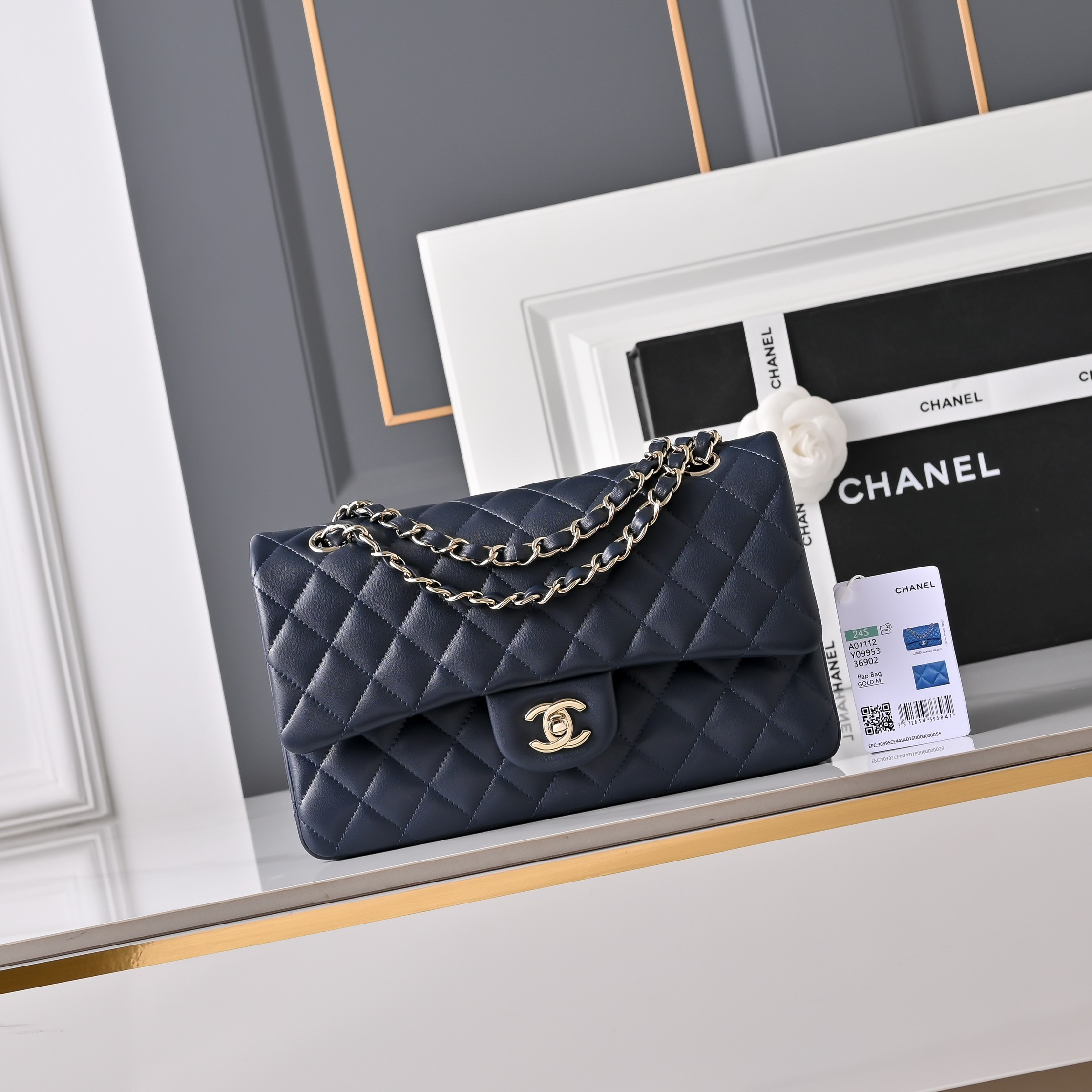 Ch*el classic flap handbag a01112 15.5x25.5x6cm