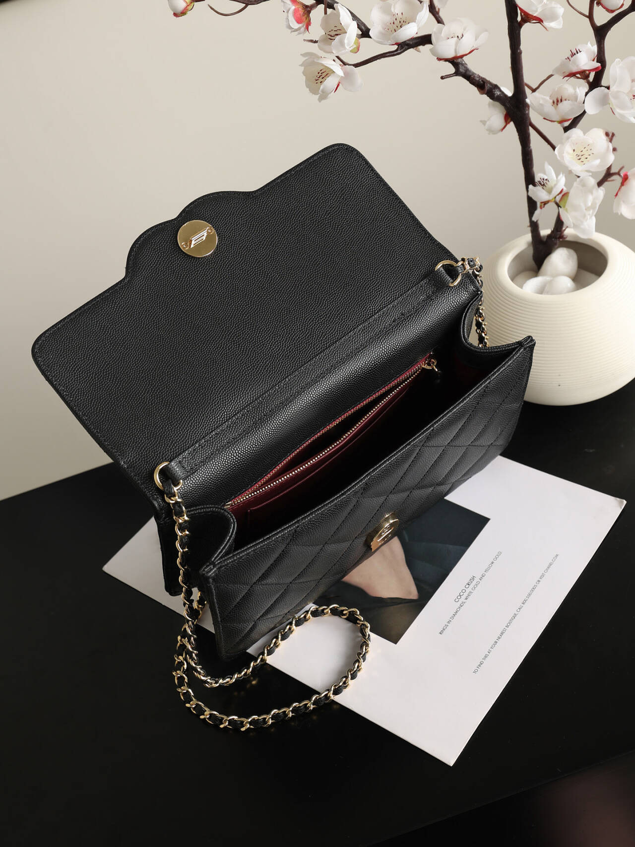 Ch*el flap bag as6554 16x24x5cm