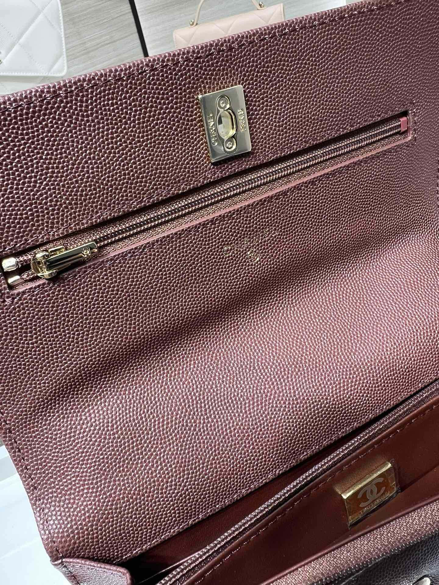 Ch*el flap bag with top handle 19x12x3.5cm