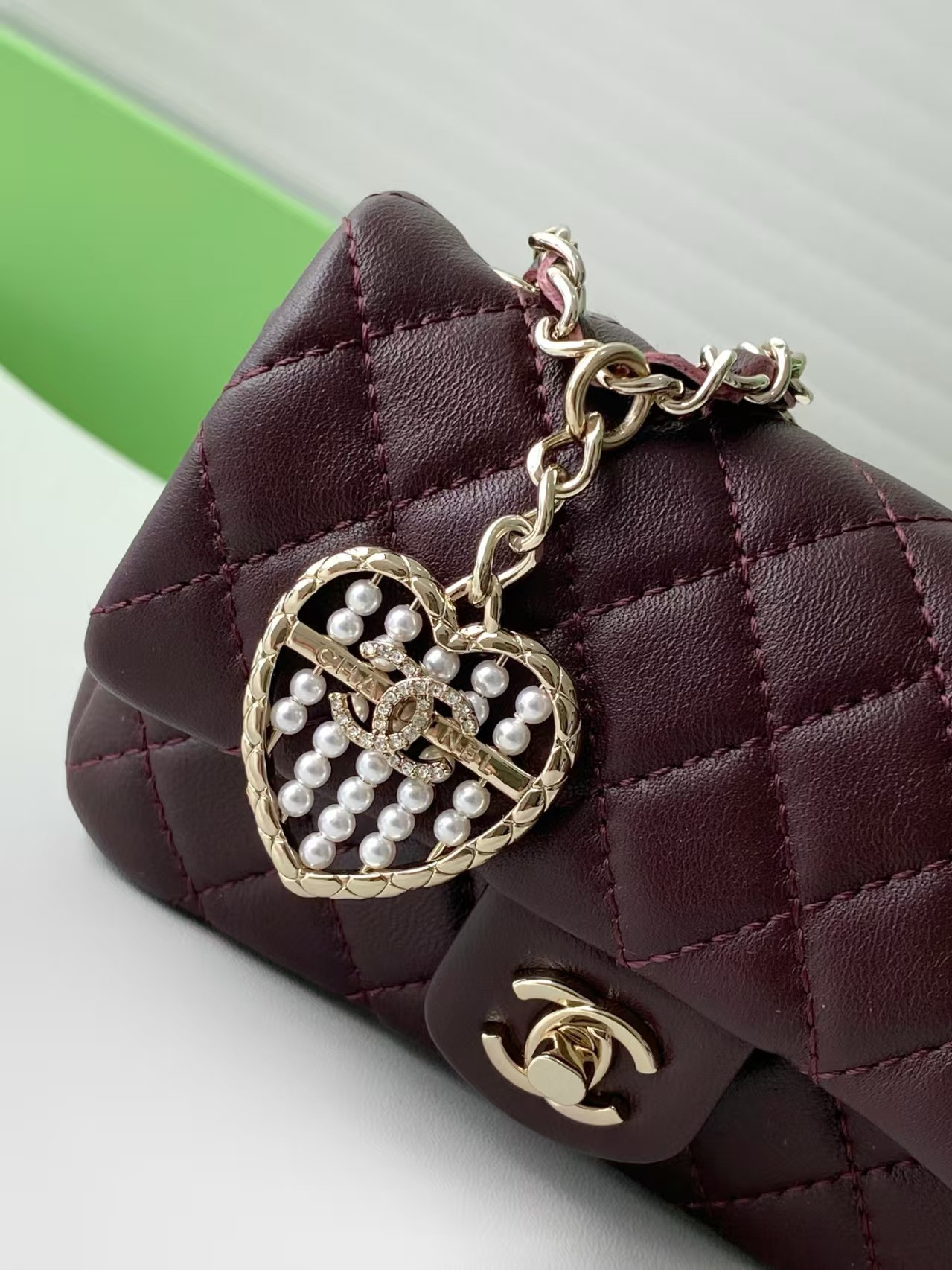 Ch*el classic mini bag with hook 8x12.5x5cm