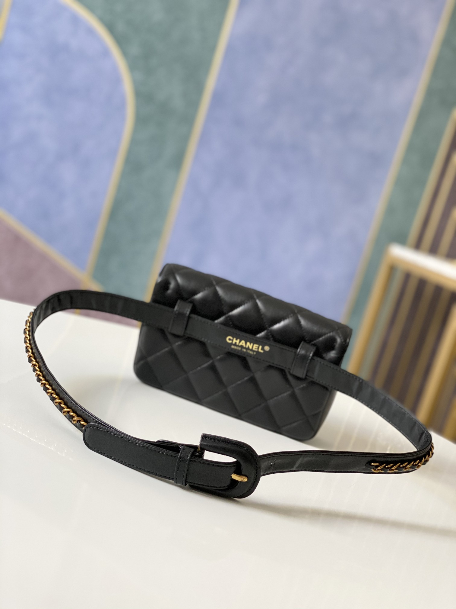 Ch*el quilted waist bag 18x12x3.5cm