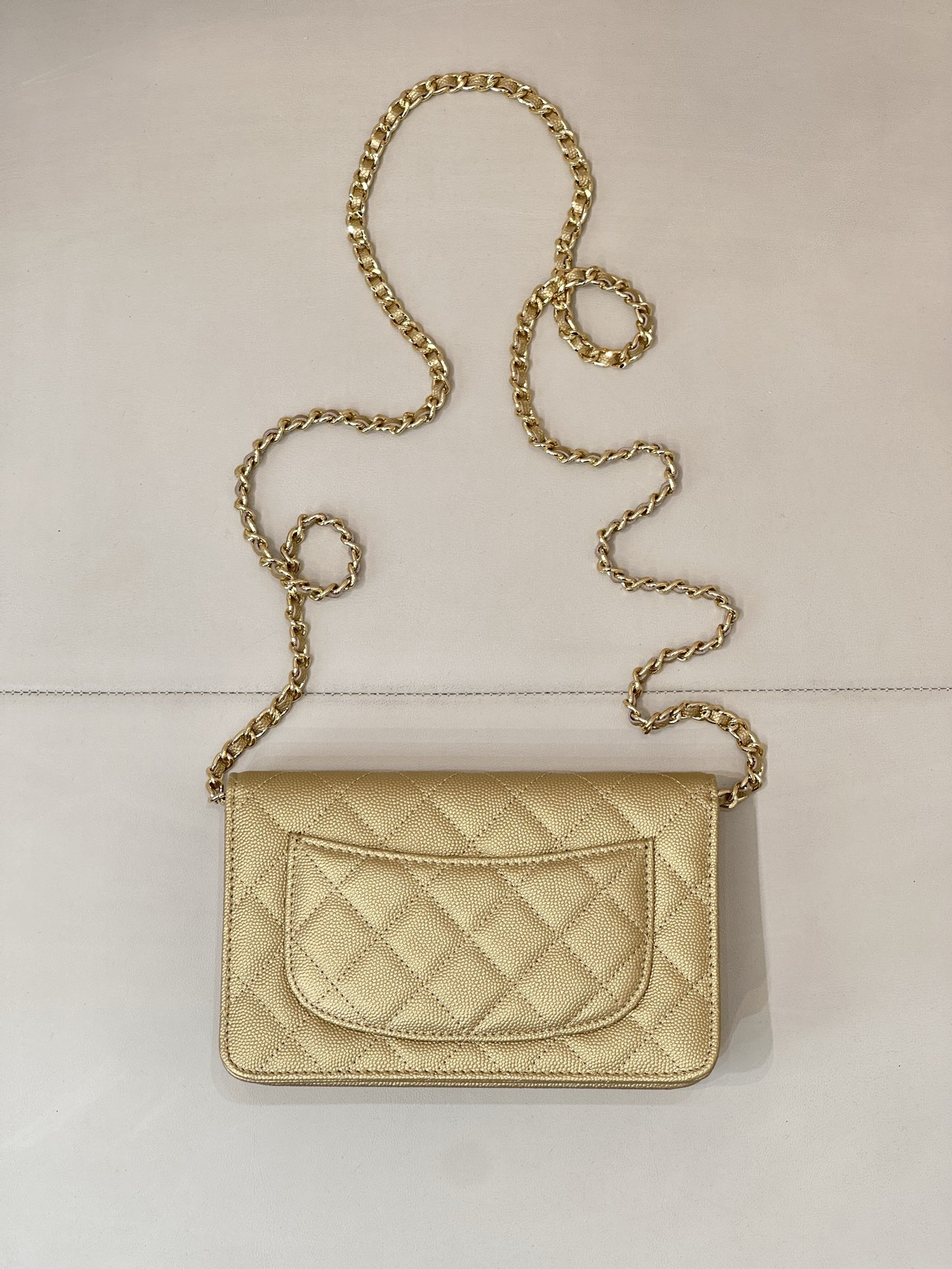 Ch*el woc classic wallet on chain 13x19x3cm