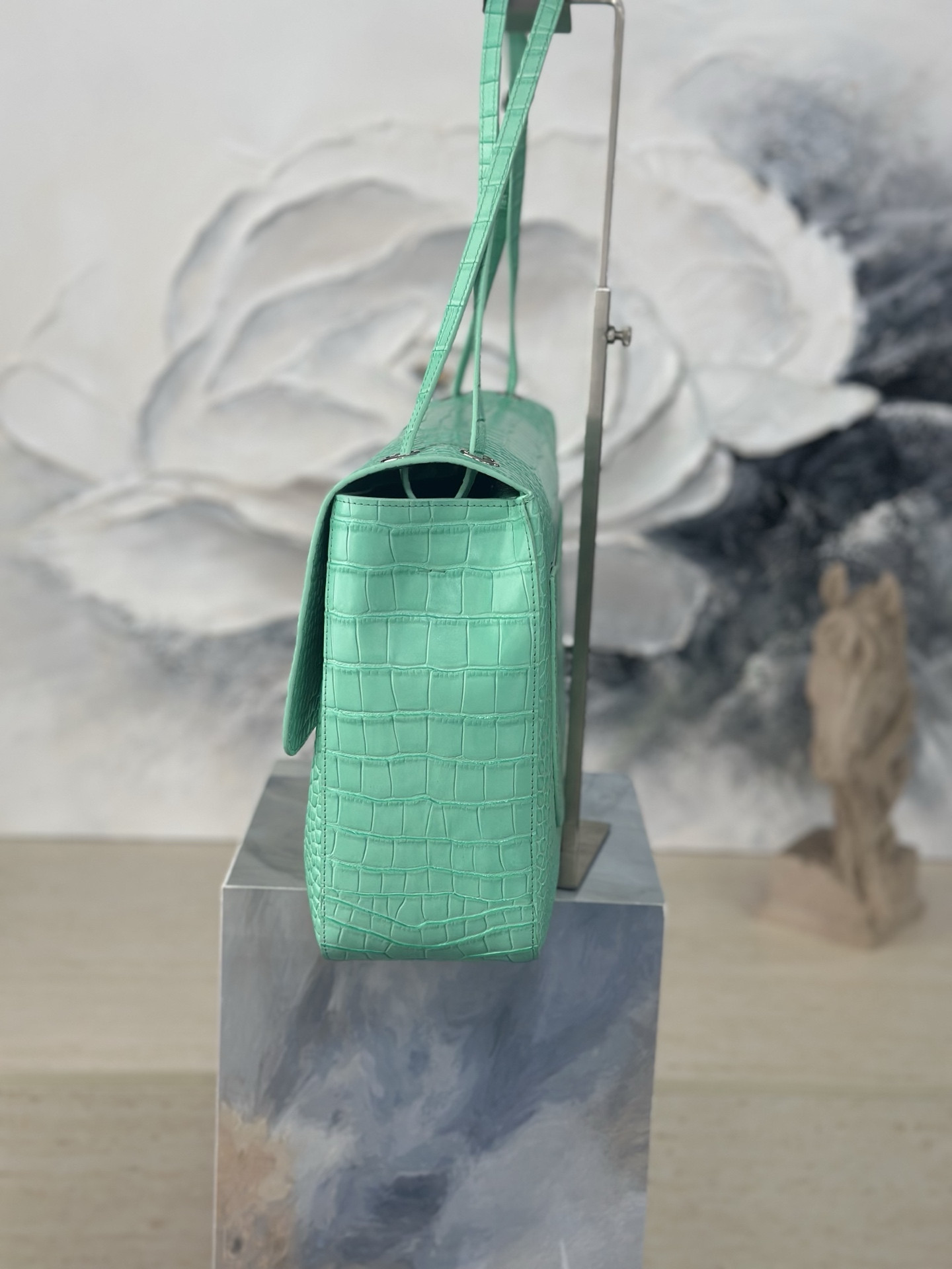 Ch*el maxi flap bag glacier blue silver hardware as6233 26x38.5x11cm