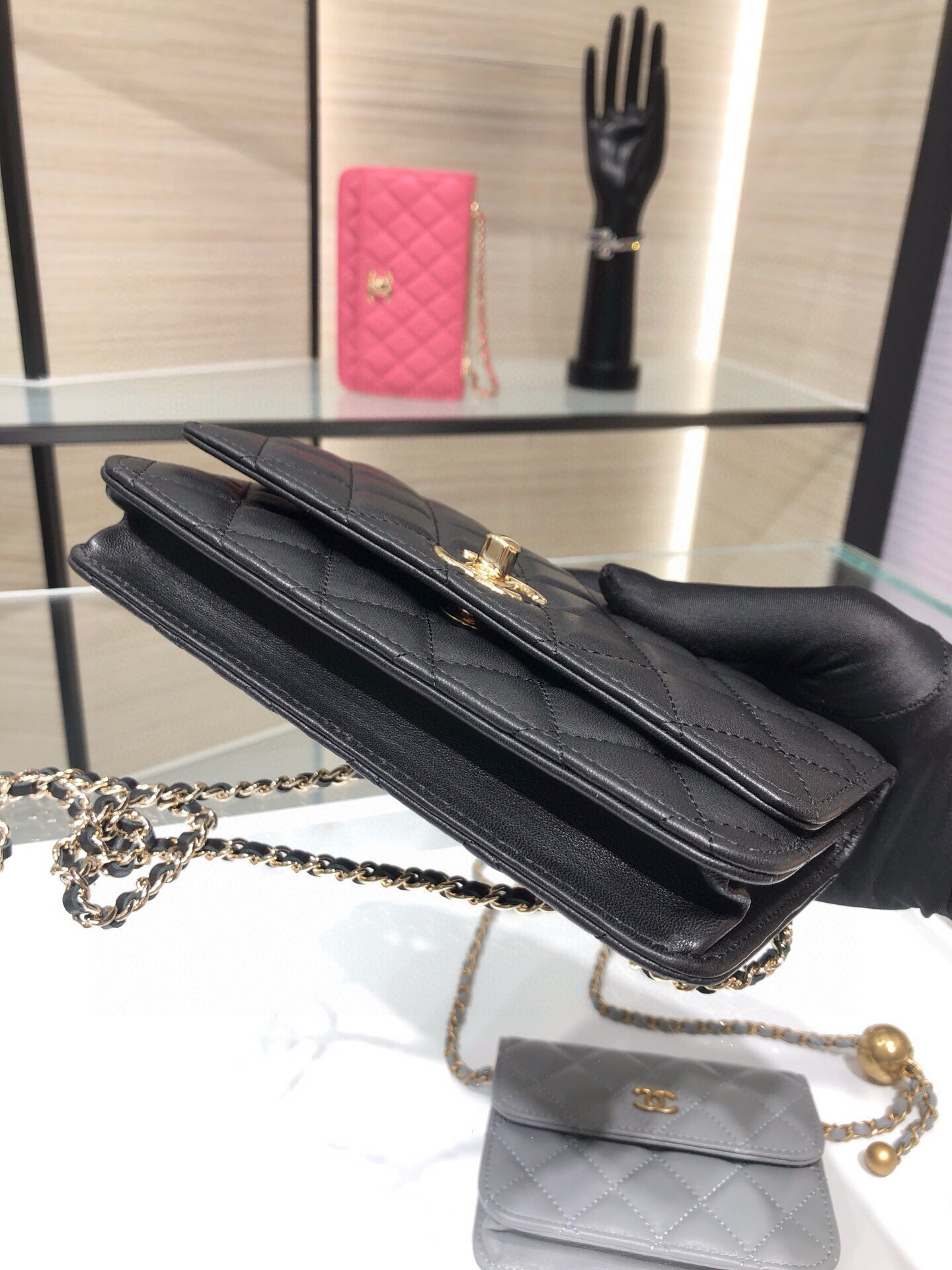 Ch*el woc trendy cc wallet on chain 19x12x3.5cm