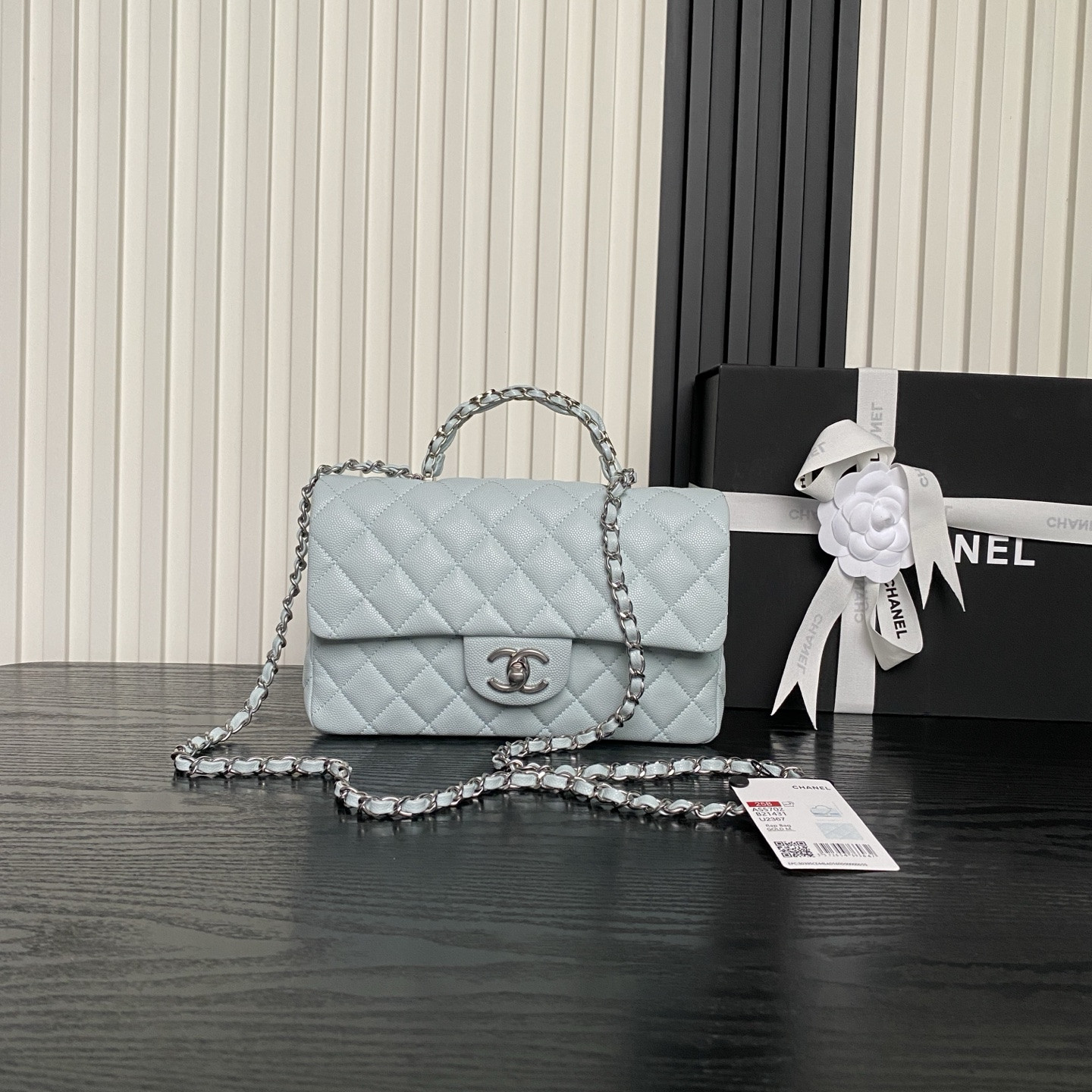 Ch*el flap bag with top handle as5702 22.5x13.5x6cm