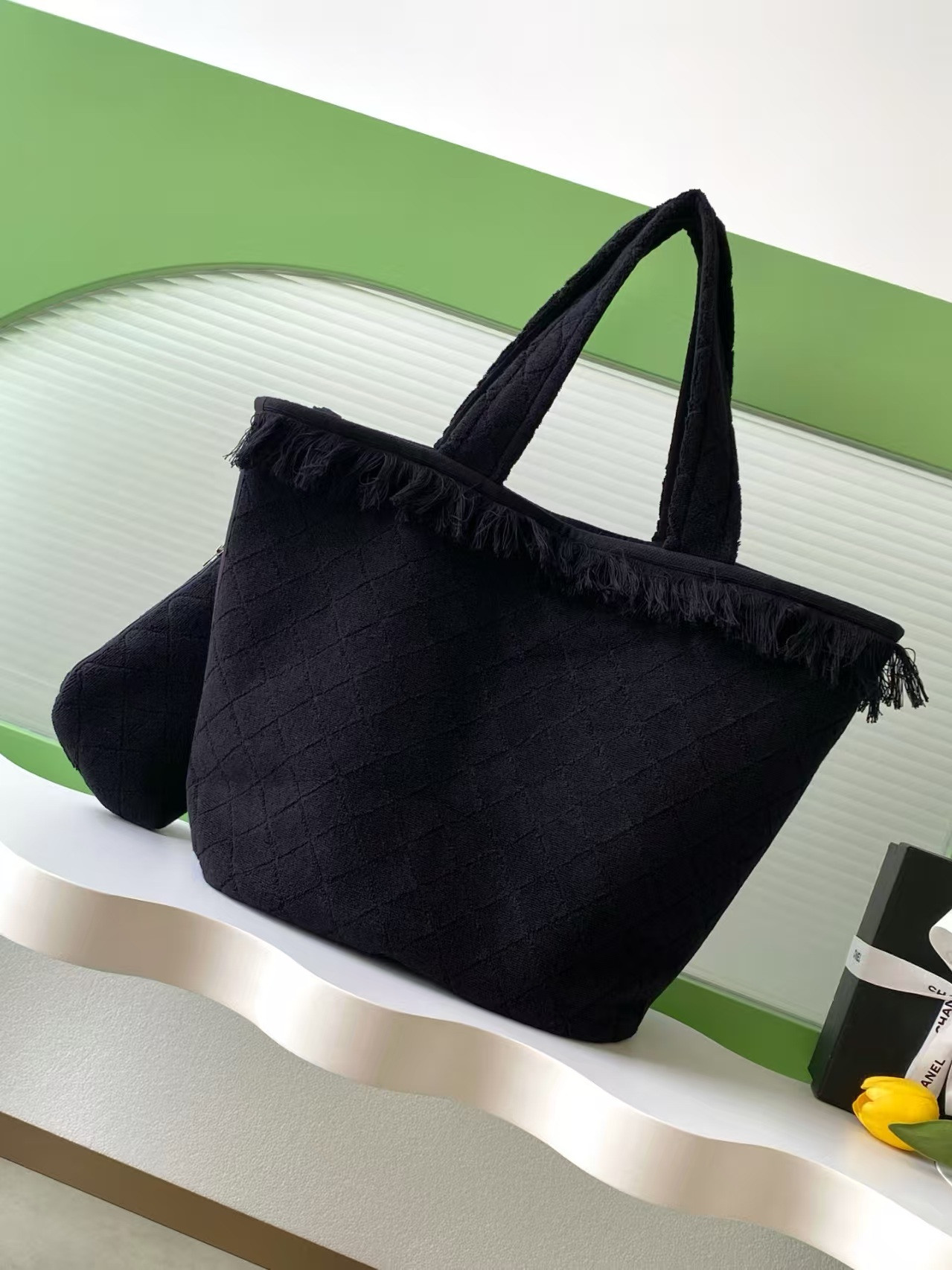 Ch*el coco beach tote bag 38x58x20cm small bag size 22x19cm