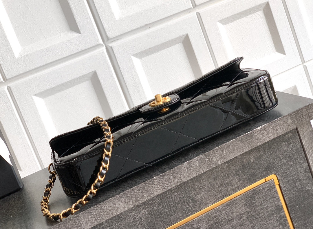 Ch*el large flap bag with top handle 12.5x30x5cm