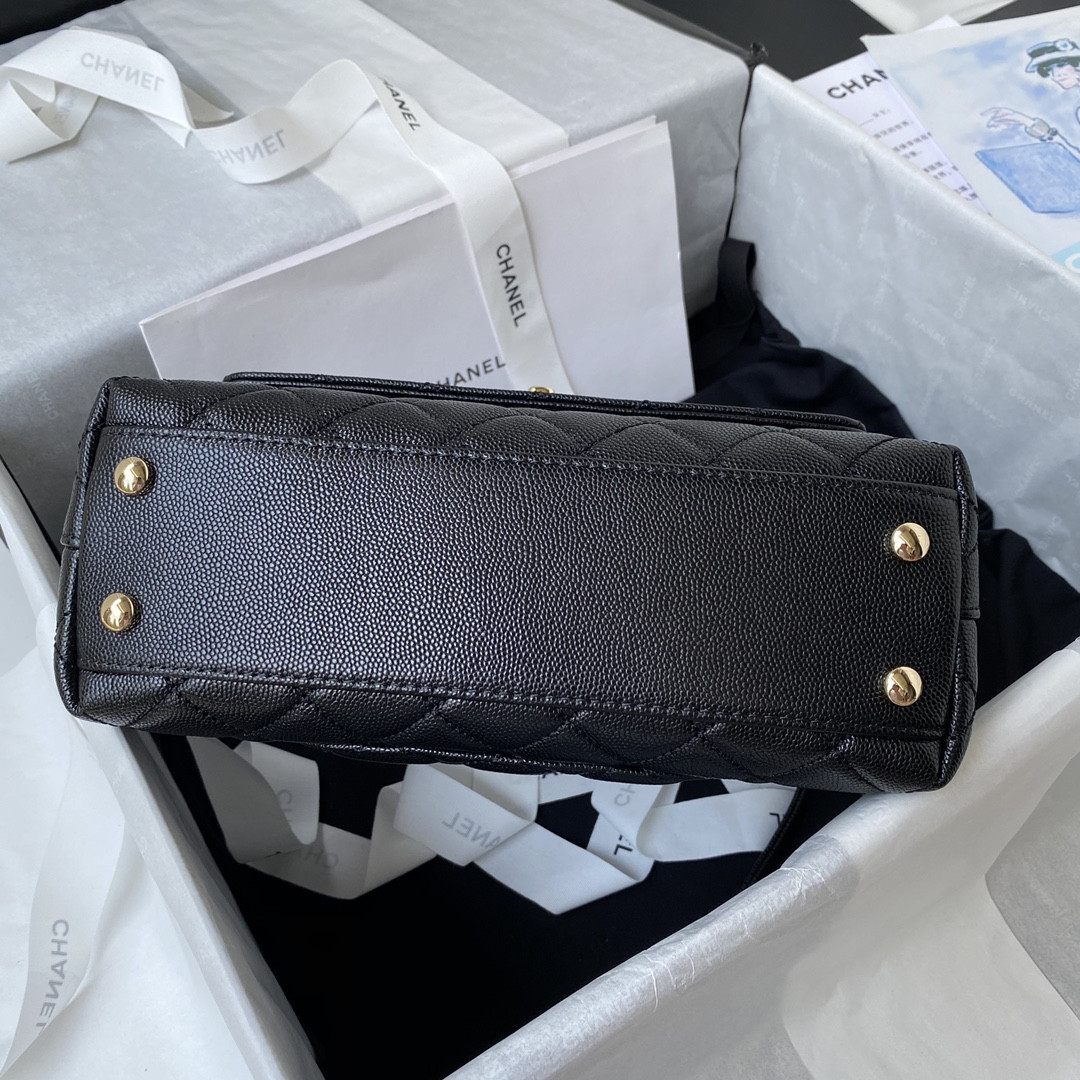 Ch*el coco flap bag with top handle a92990 24x14x10cm