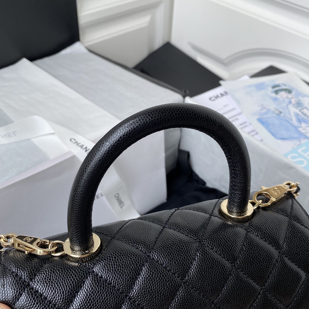 Ch*el coco flap bag with top handle a92990 24x14x10cm