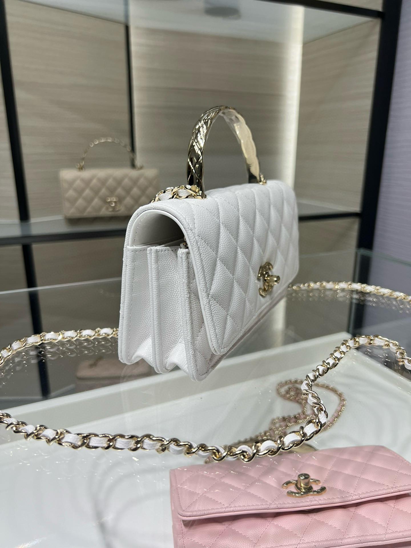 Ch*el clutch with chain ap4621 18.5x6x11cm