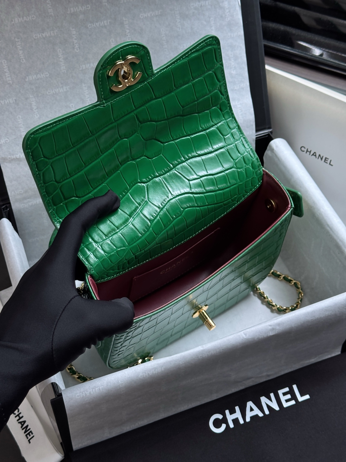 Ch*el mini flap bag with handle as6424 14.5x19.5x5cm