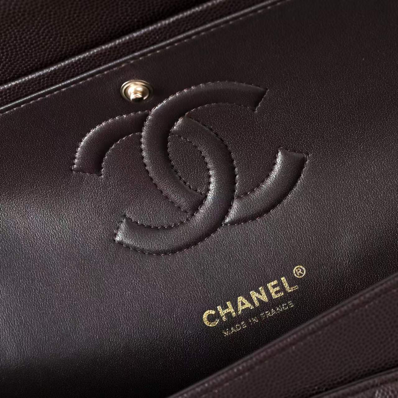 Ch*el classic flap coffee brown light gold hardware a01112 15.5×25.5×6.5cm