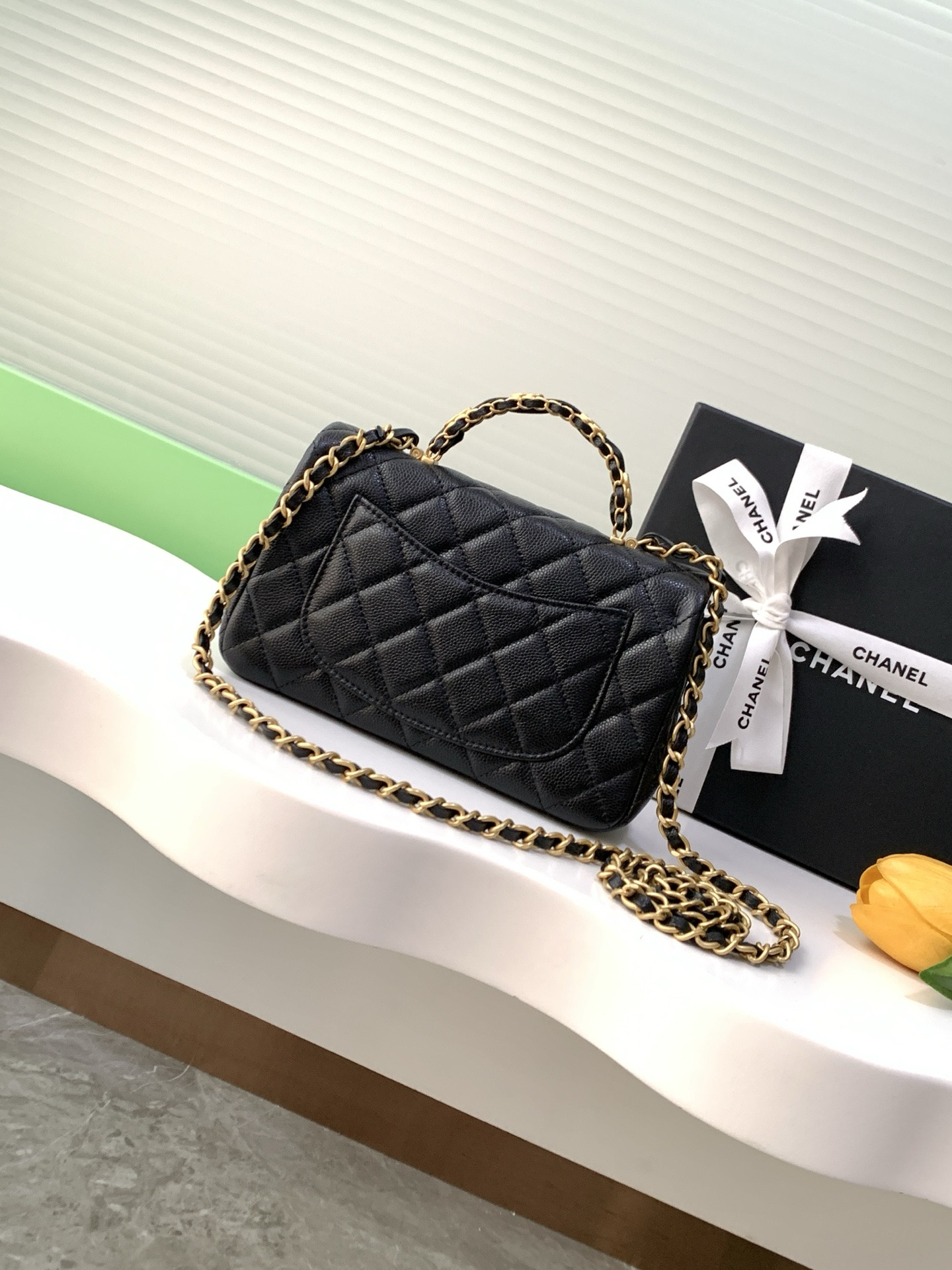 Ch*el flap bag with top handle as5701 19.5x12x6.5cm