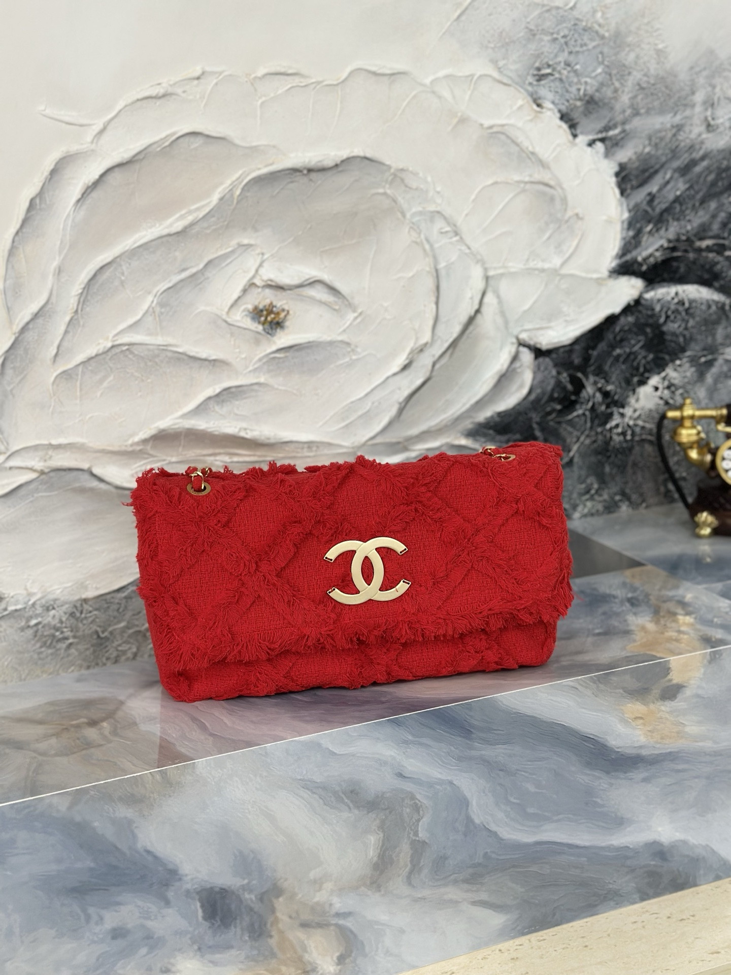 Ch*el tweed nature flap bag as3348 38x21x11cm