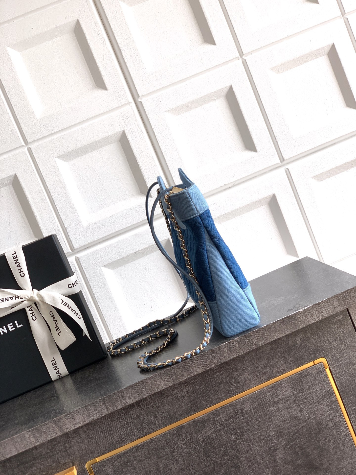 Ch*el 31 mini shopping bag dark blue as4133 22x23x5cm