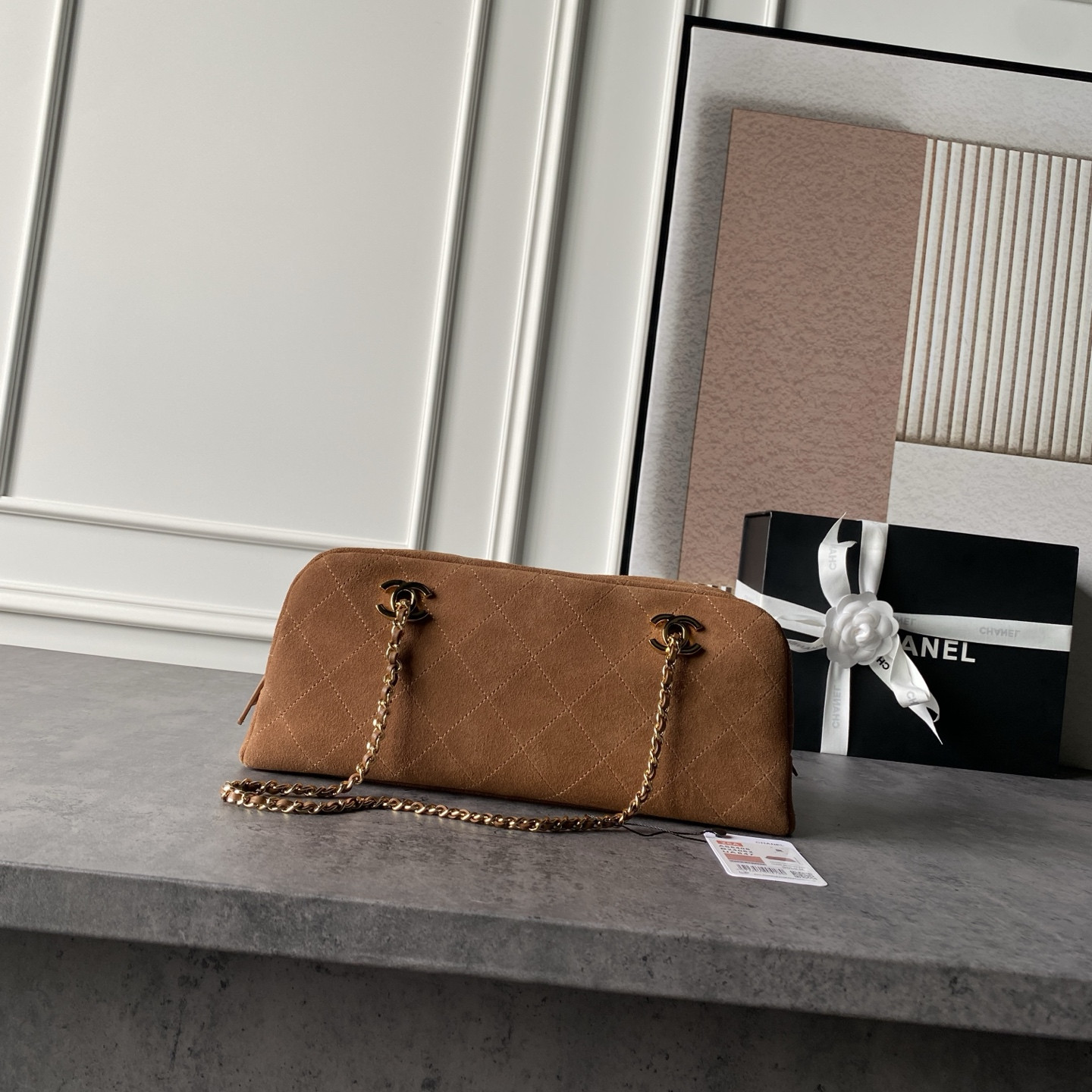 Ch*el suede roller bag as6406 32x15x8cm