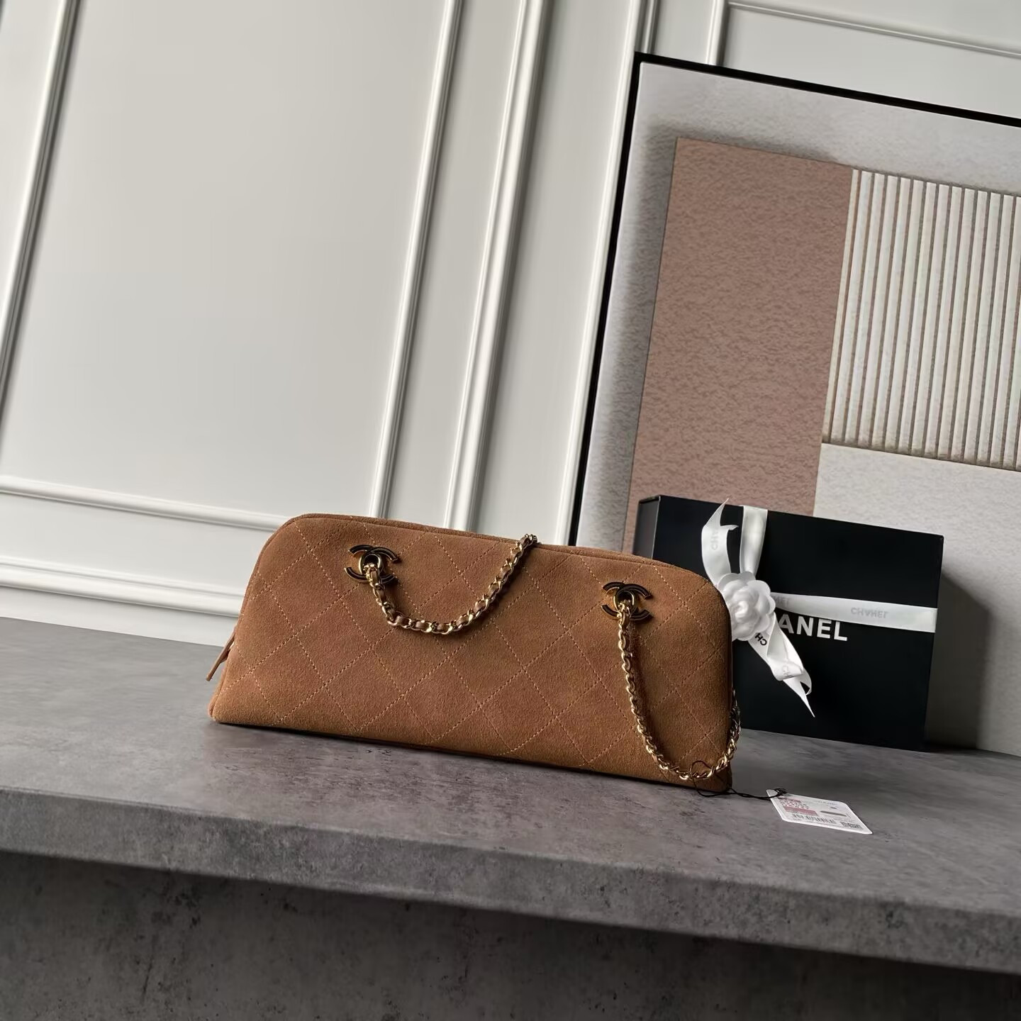 Ch*el suede roller bag as6406 32x15x8cm