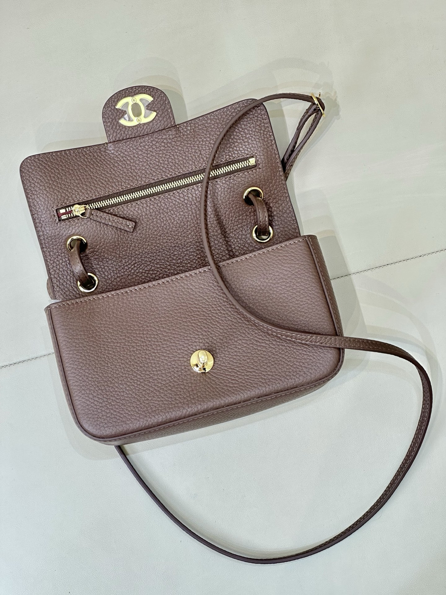 Ch*el mini flap bag light gold hardware as6573 13x20x6cm