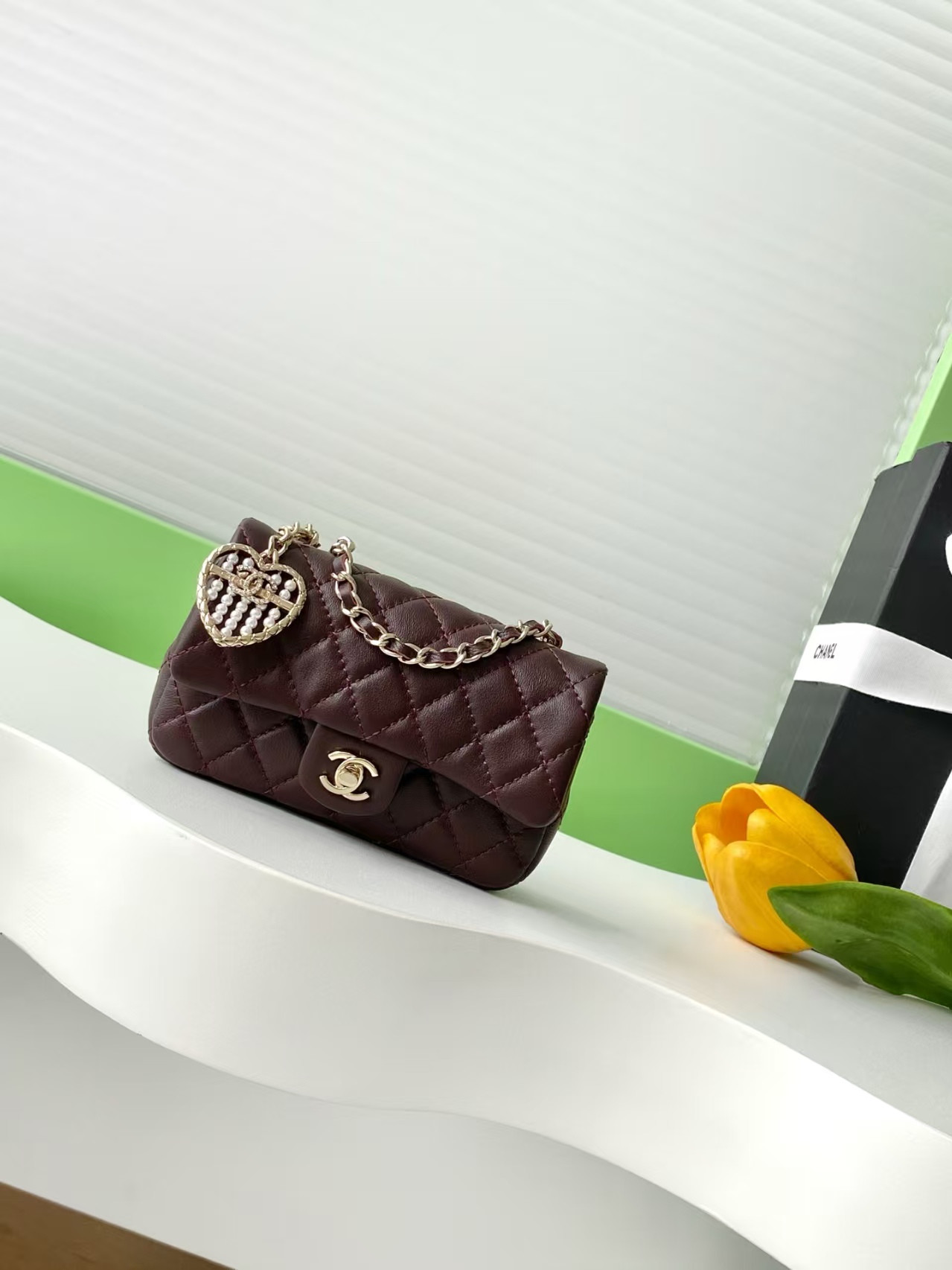 Ch*el classic mini bag with hook 8x12.5x5cm