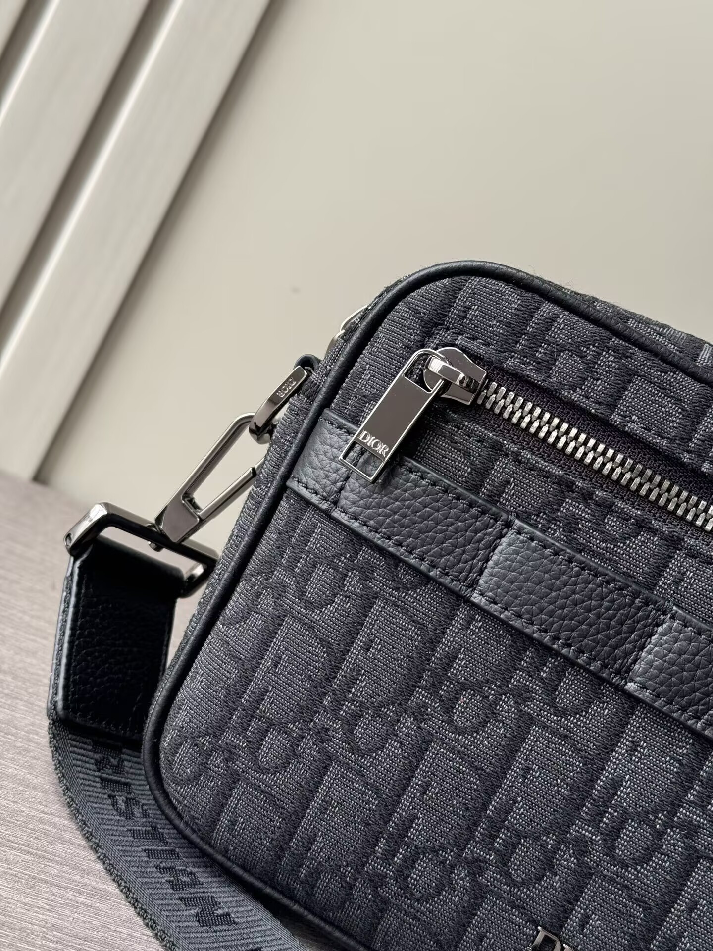 D*or safari bag with strap black D*or oblique jacquard 22x15x6cm