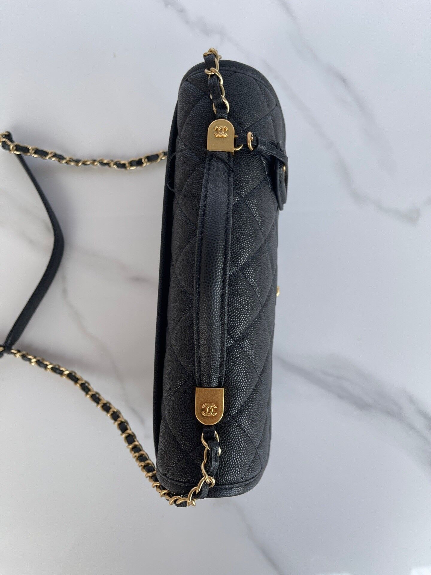 Ch*el top handle flap bag 25x21.5x7cm