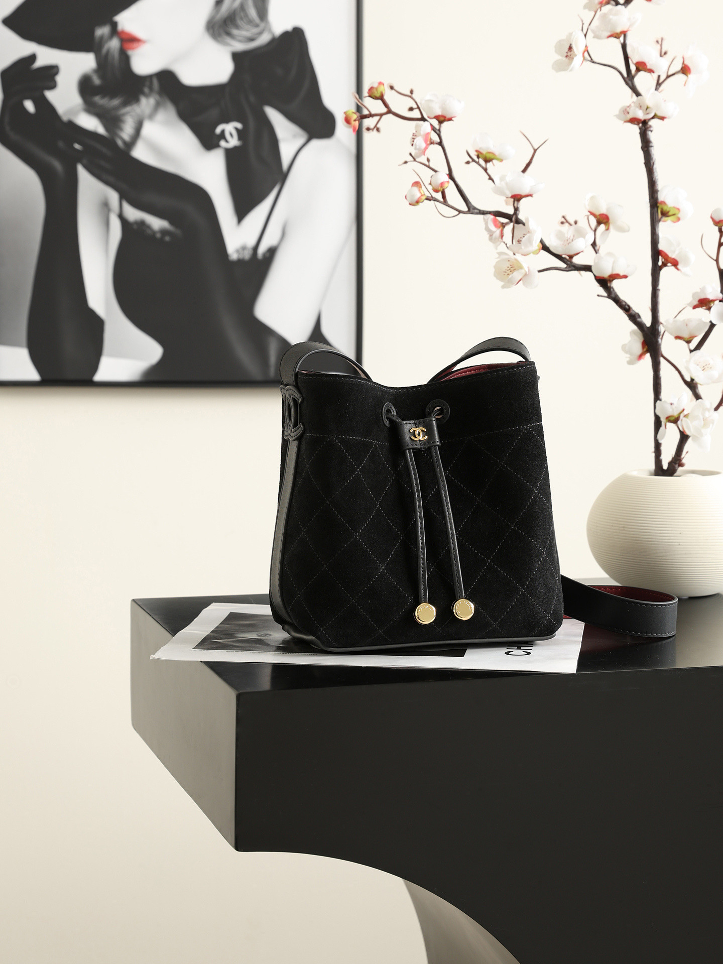 Ch*el bucket bag as6537 18x18x10cm