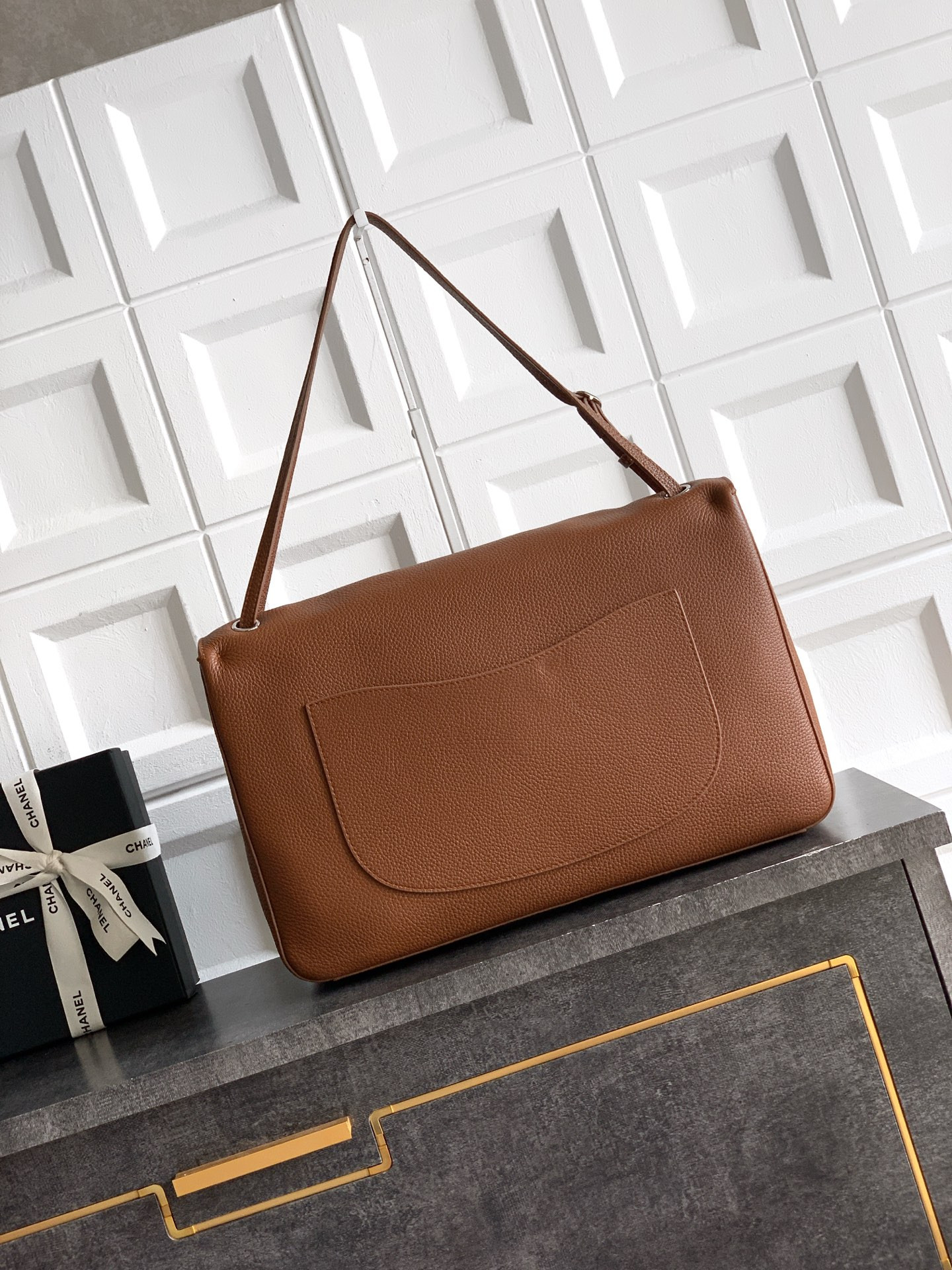 Ch*el maxi flap bag silver hardware as6233 26x38.5x11cm
