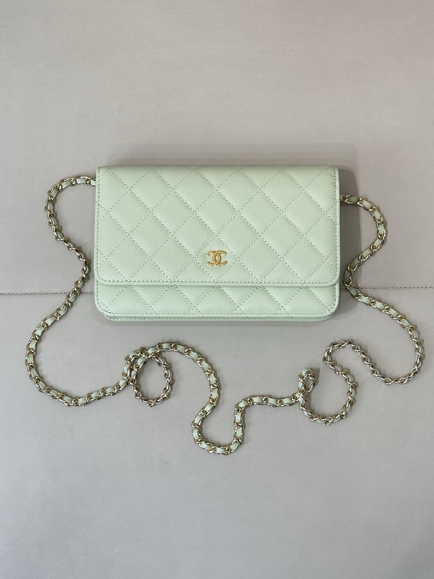 Ch*el woc classic wallet on chain as0250 12x19x3cm