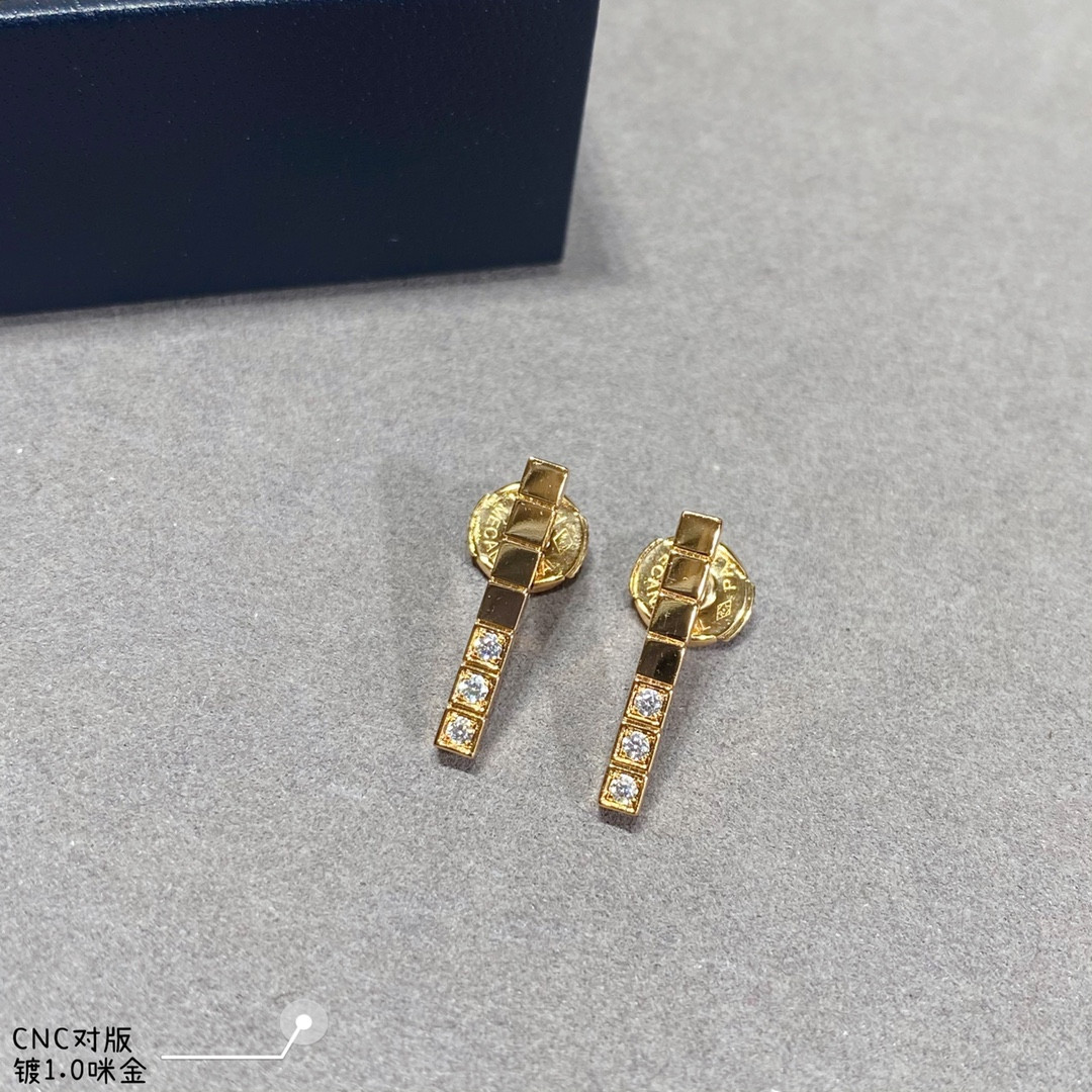 chopard long bar half Di*m*nd stud earrings