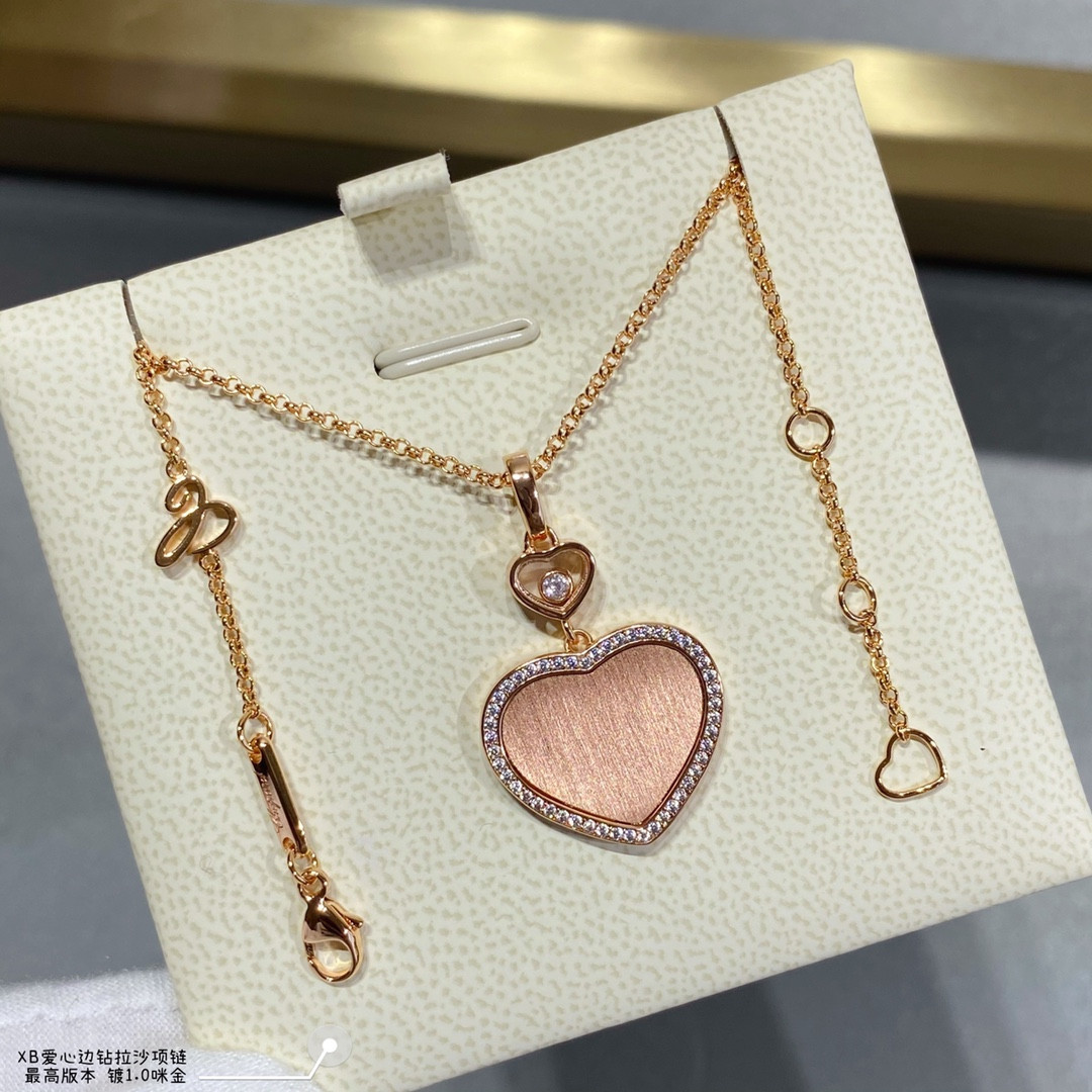 chopard heart-shaped edge Di*m*nd brushed necklace